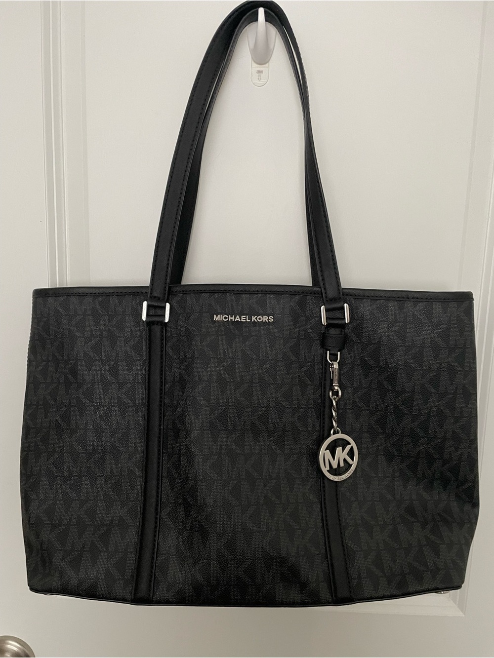 Michael Kors Black MK Signature Tote with matching Wallet